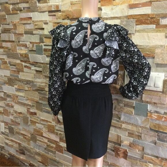 TED BAKER Paisley Frill ruffle High neck Blouse - Picture 2 of 10